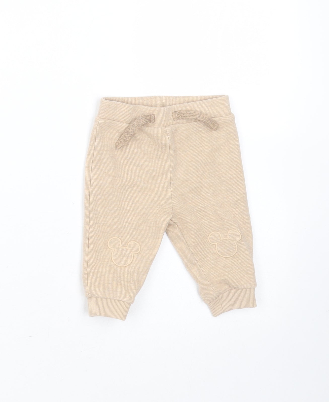 George Baby Beige  Polyester Jogger Trousers Size 0-3 Months   - mickey mouse