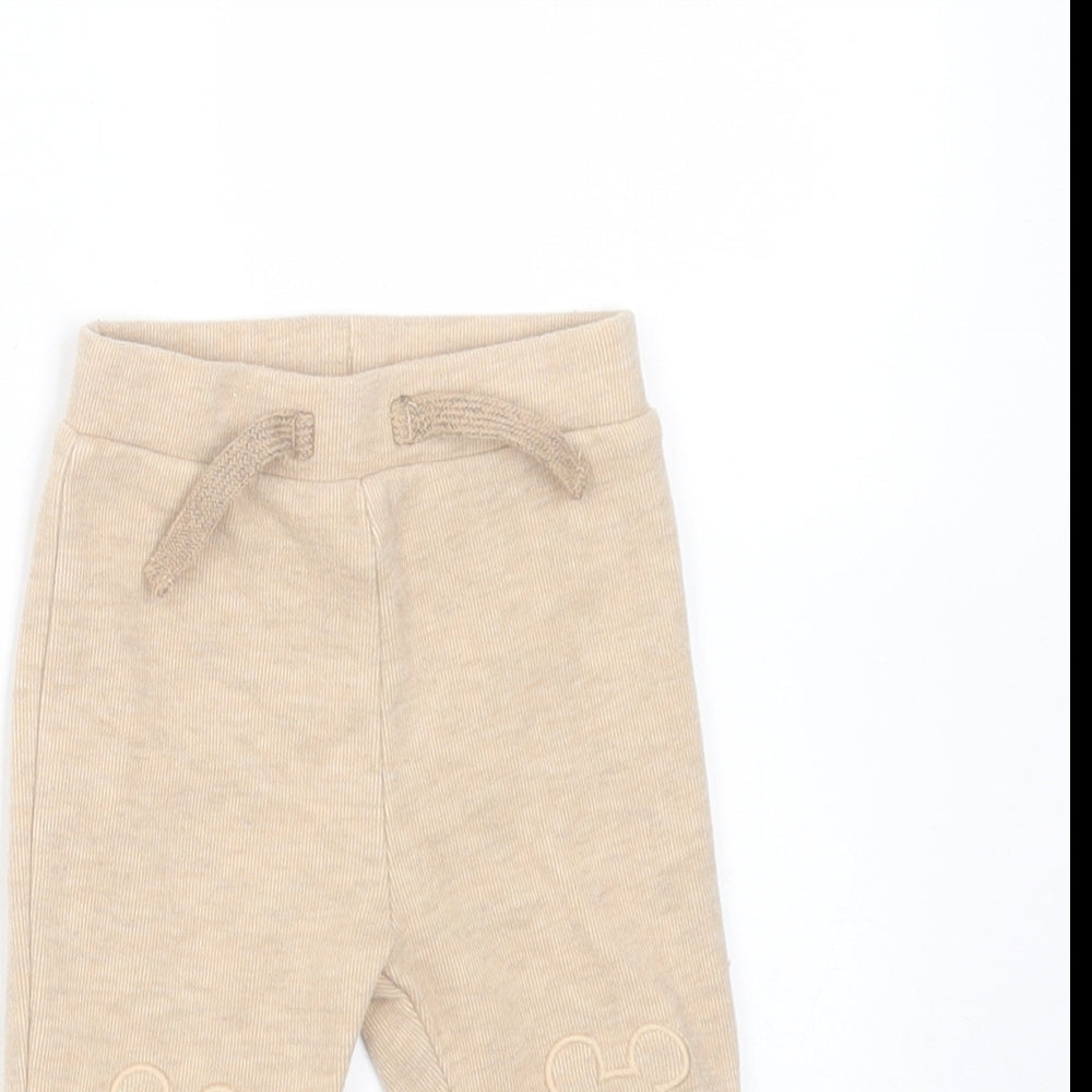 George Baby Beige  Polyester Jogger Trousers Size 0-3 Months   - mickey mouse