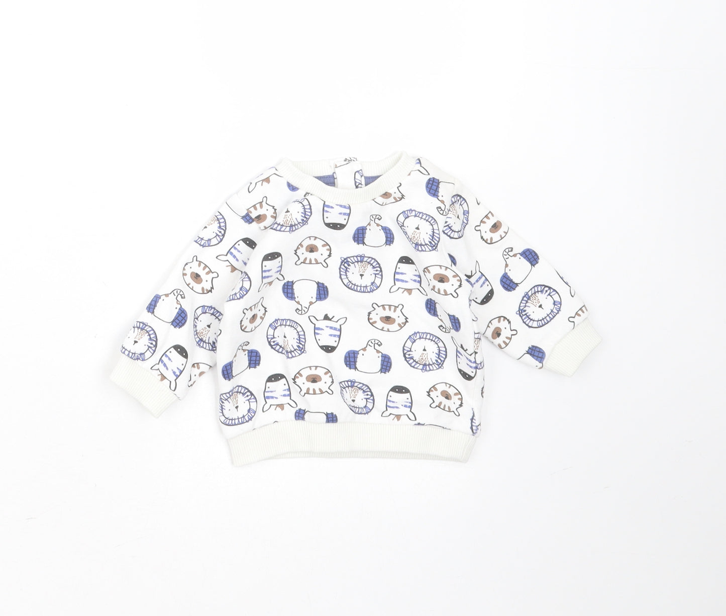 Matalan Baby White  Polyester Pullover Jumper Size 0-3 Months   - animals