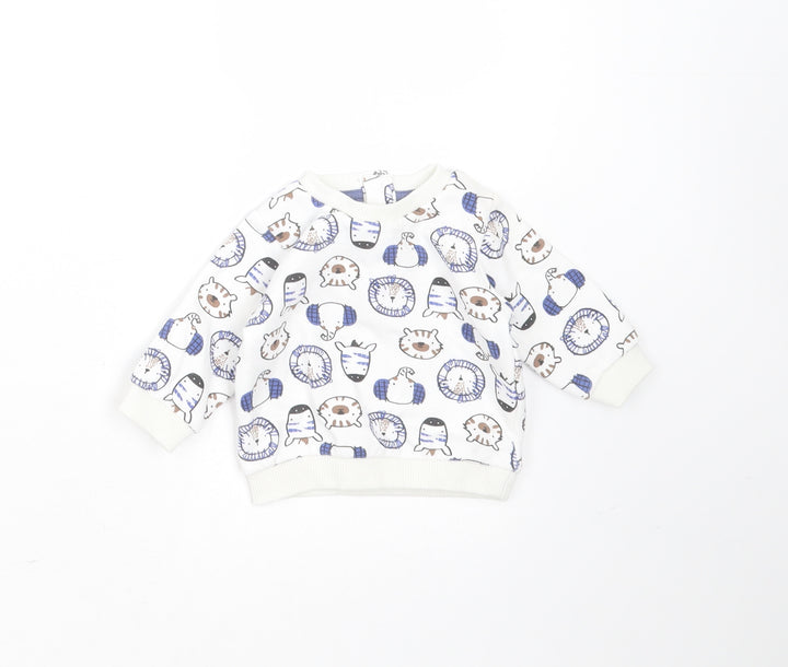 Matalan Baby White  Polyester Pullover Jumper Size 0-3 Months   - animals
