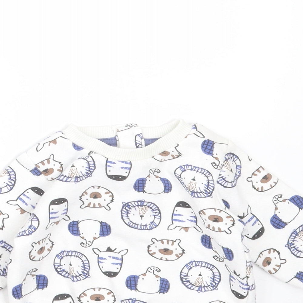 Matalan Baby White  Polyester Pullover Jumper Size 0-3 Months   - animals