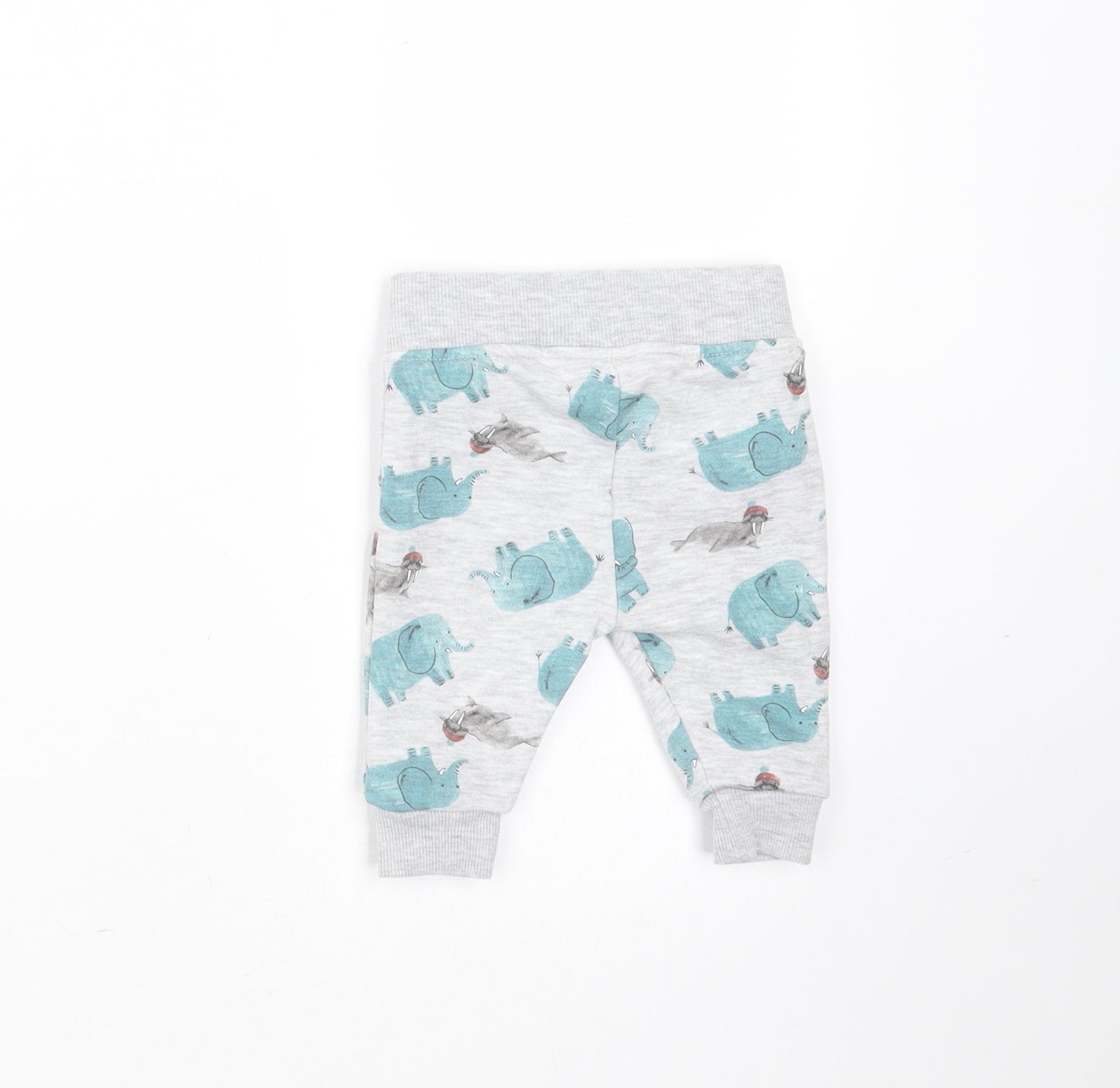 Primark Baby Grey  Polyester Jogger Trousers Size 0-3 Months  Drawstring - elephant print