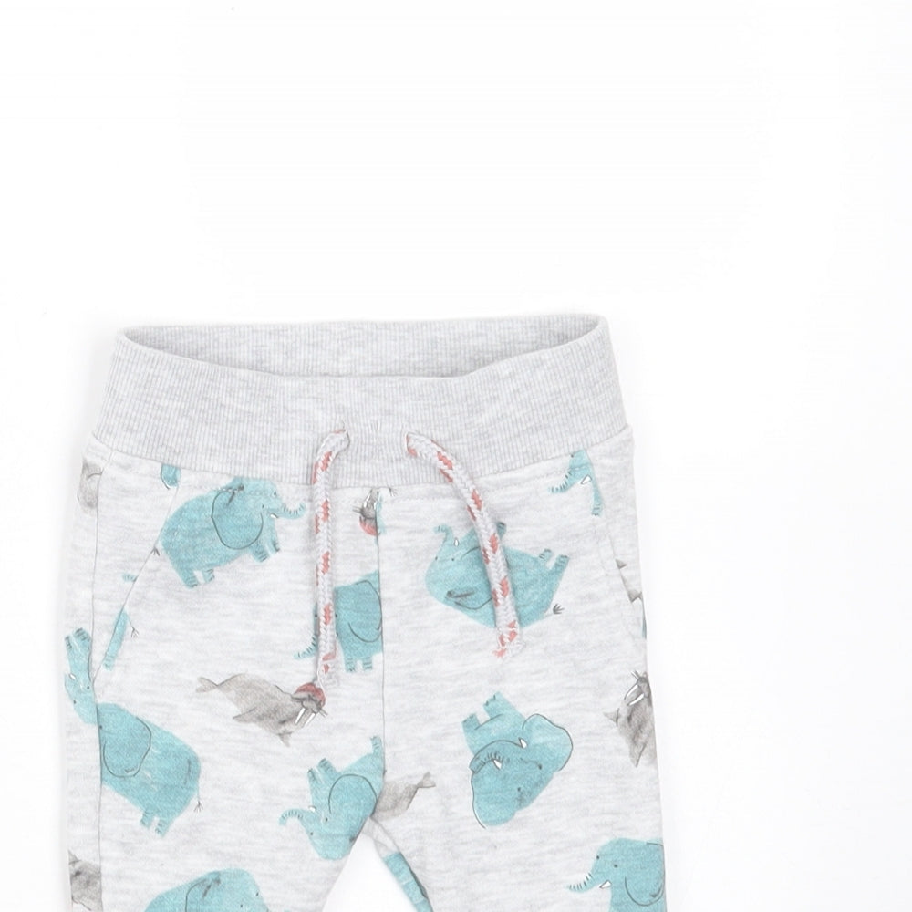 Primark Baby Grey  Polyester Jogger Trousers Size 0-3 Months  Drawstring - elephant print