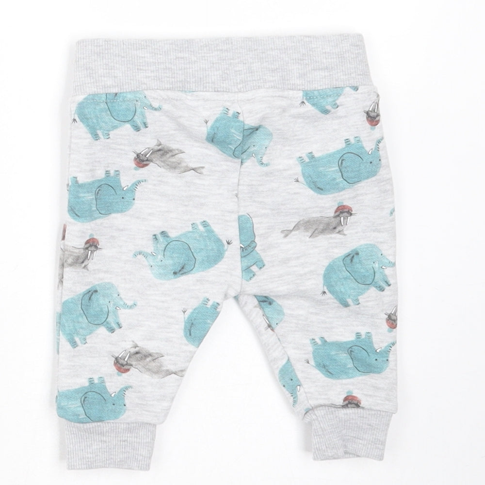 Primark Baby Grey  Polyester Jogger Trousers Size 0-3 Months  Drawstring - elephant print