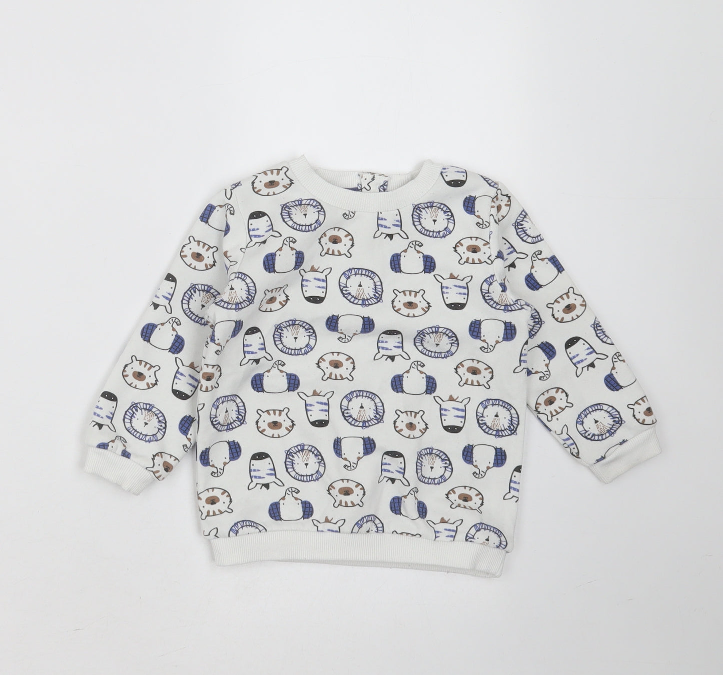 Matalan Baby White  Polyester Pullover Jumper Size 9-12 Months   - animals