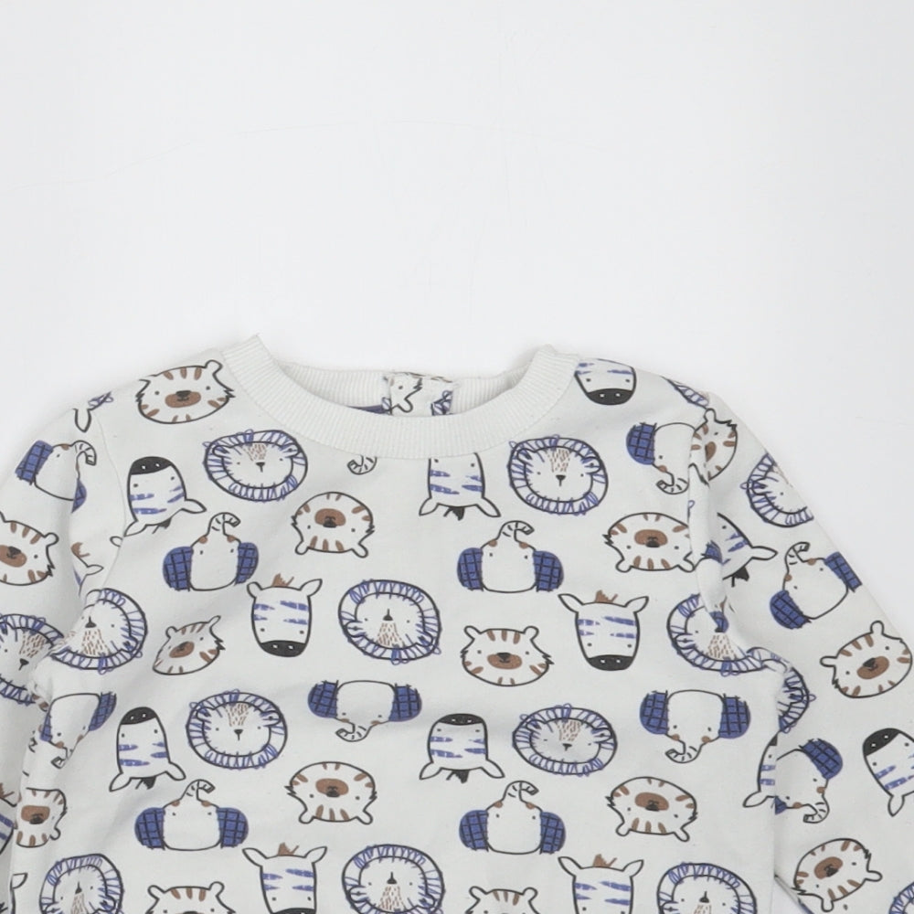 Matalan Baby White  Polyester Pullover Jumper Size 9-12 Months   - animals