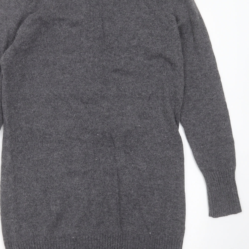 Marks and Spencer Womens Grey V-Neck  Polyamide Pullover Jumper Size 12