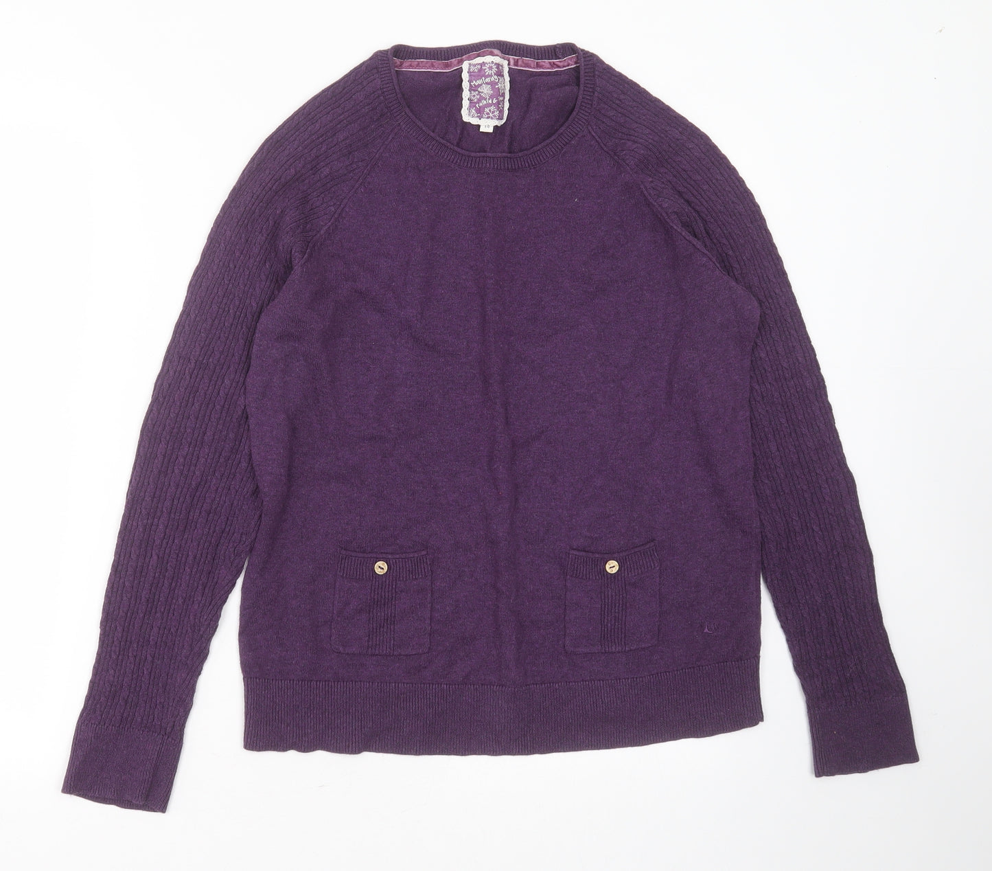 MANTARAY Womens Purple Round Neck  Cotton Pullover Jumper Size 14