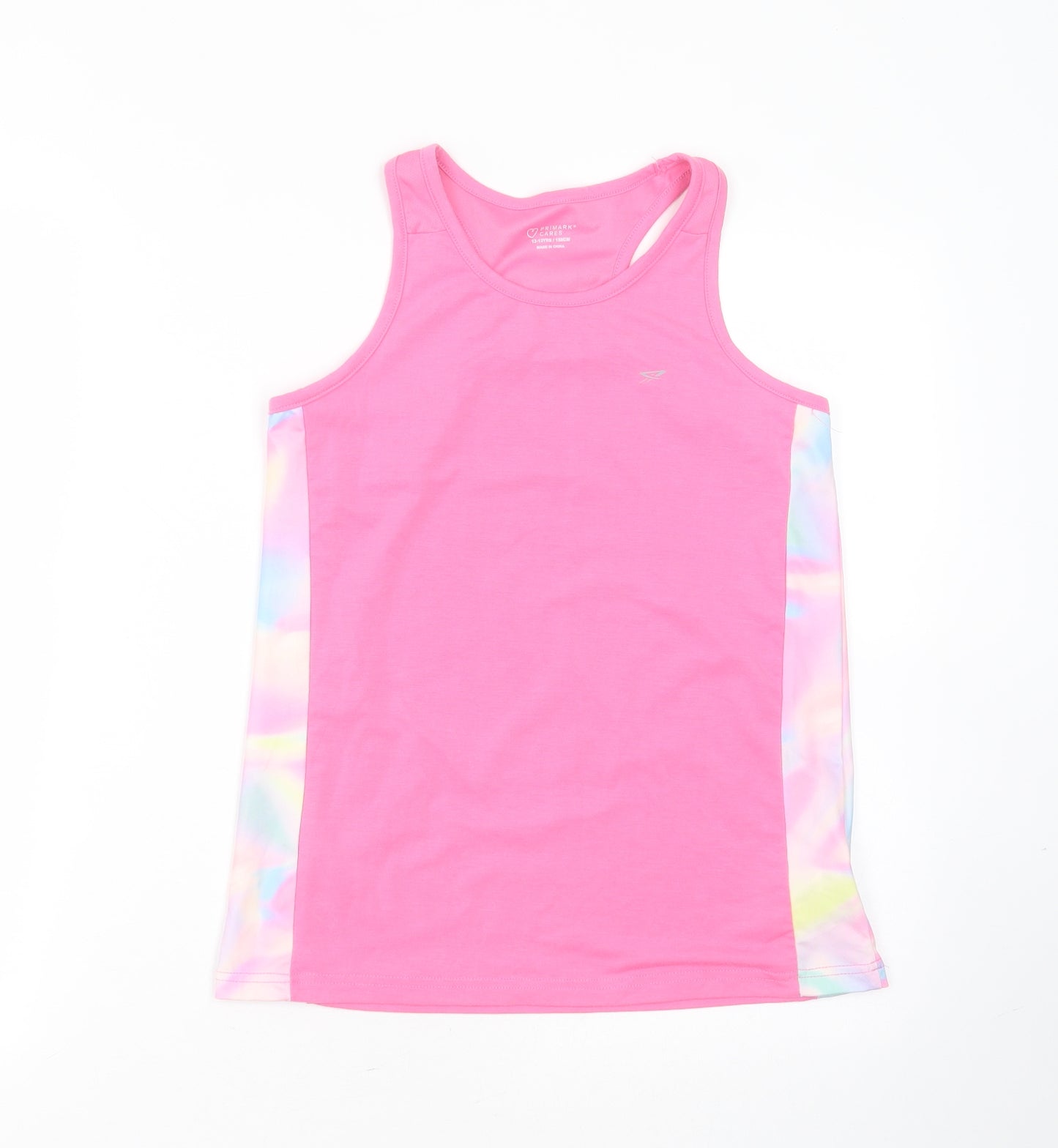 Primark Girls Pink  Polyester Basic Tank Size 12-13 Years Round Neck  - active wear