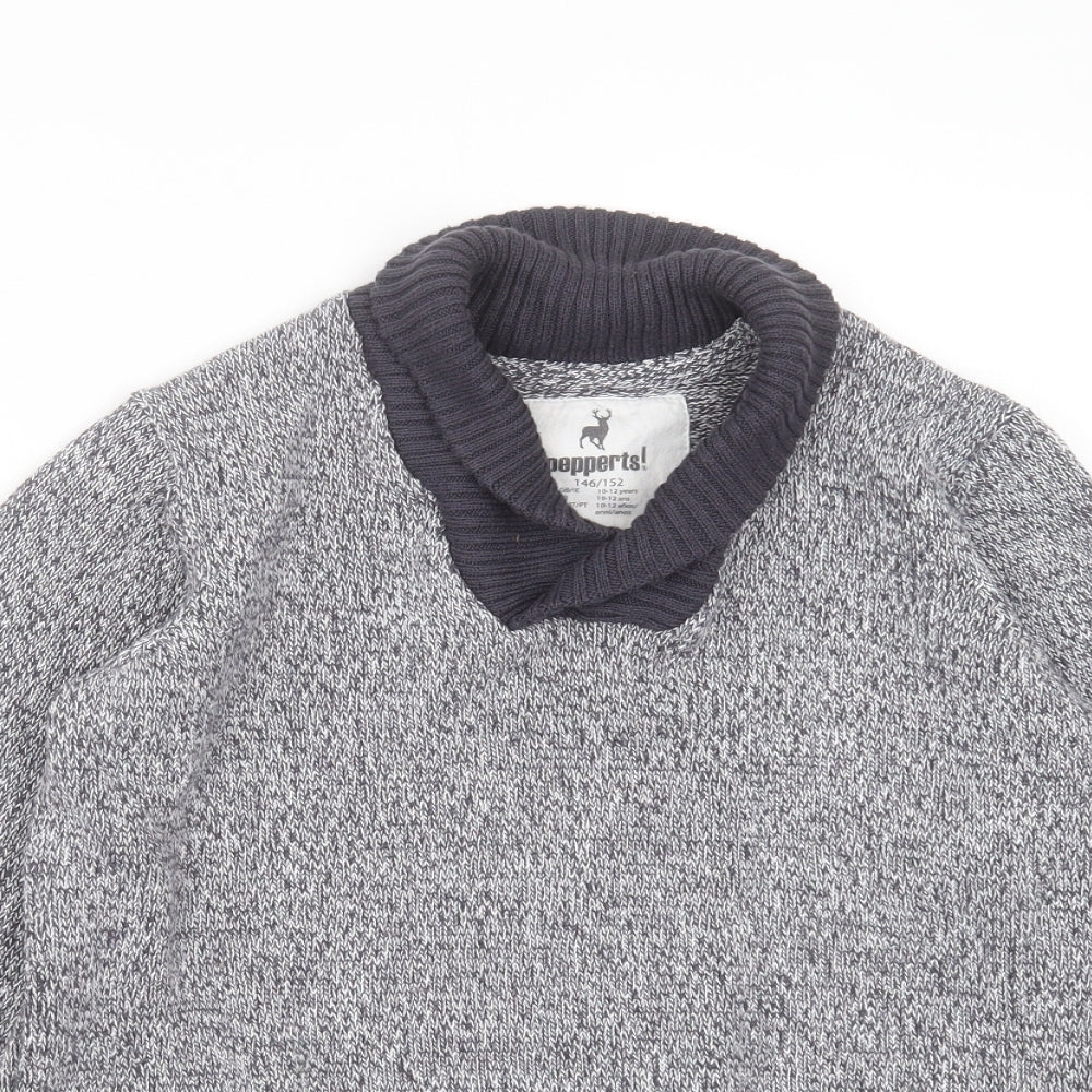 Pepperts! Boys Blue Collared  Cotton Pullover Jumper Size 10-11 Years