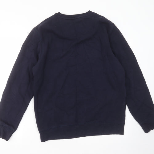 Easy Mens Blue  Cotton Pullover Sweatshirt Size M