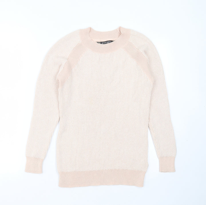 Principles Womens Pink Round Neck  Nylon Pullover Jumper Size 8