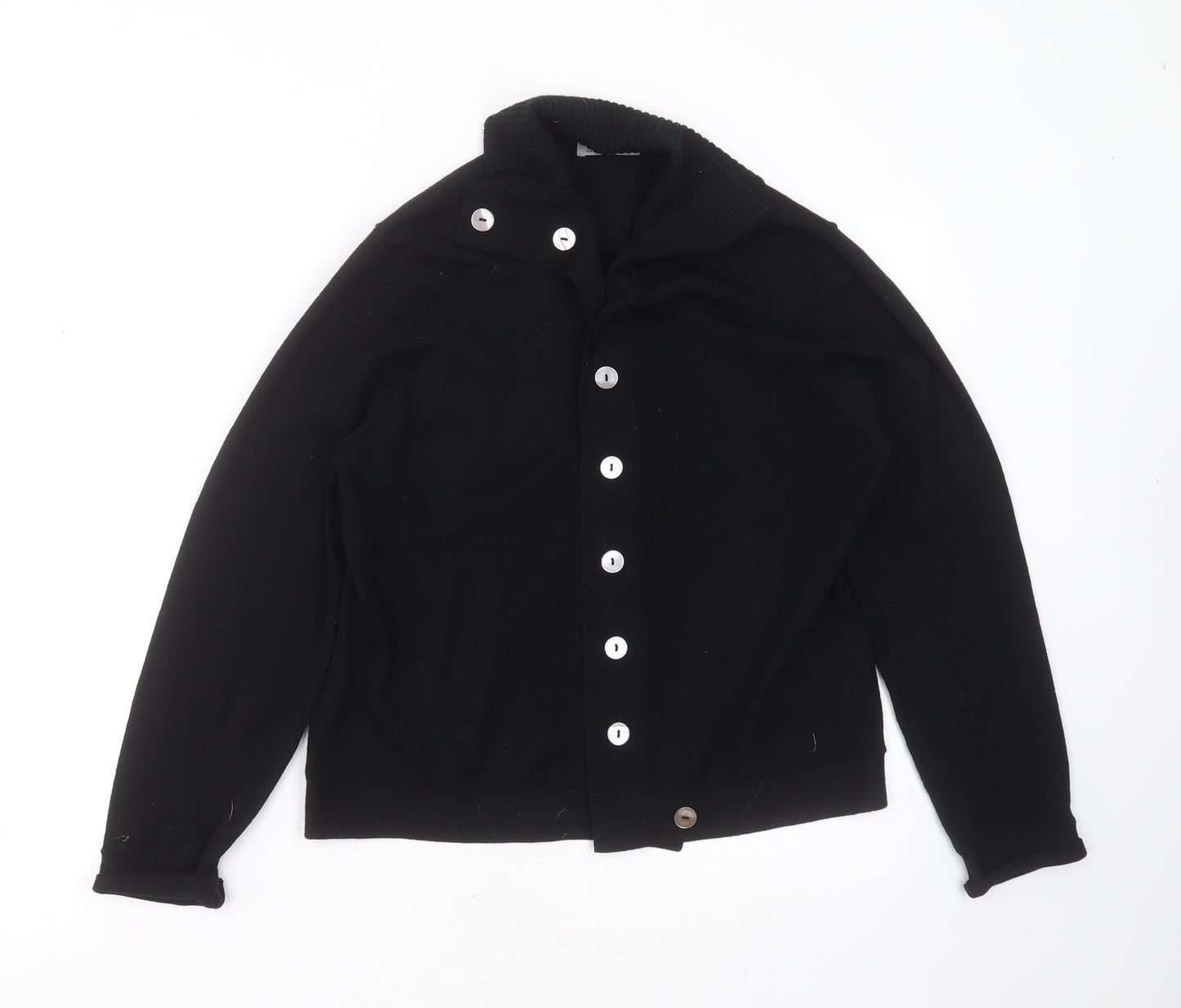 Marks and Spencer Womens Black Collared  Wool Cardigan Jumper Size 18