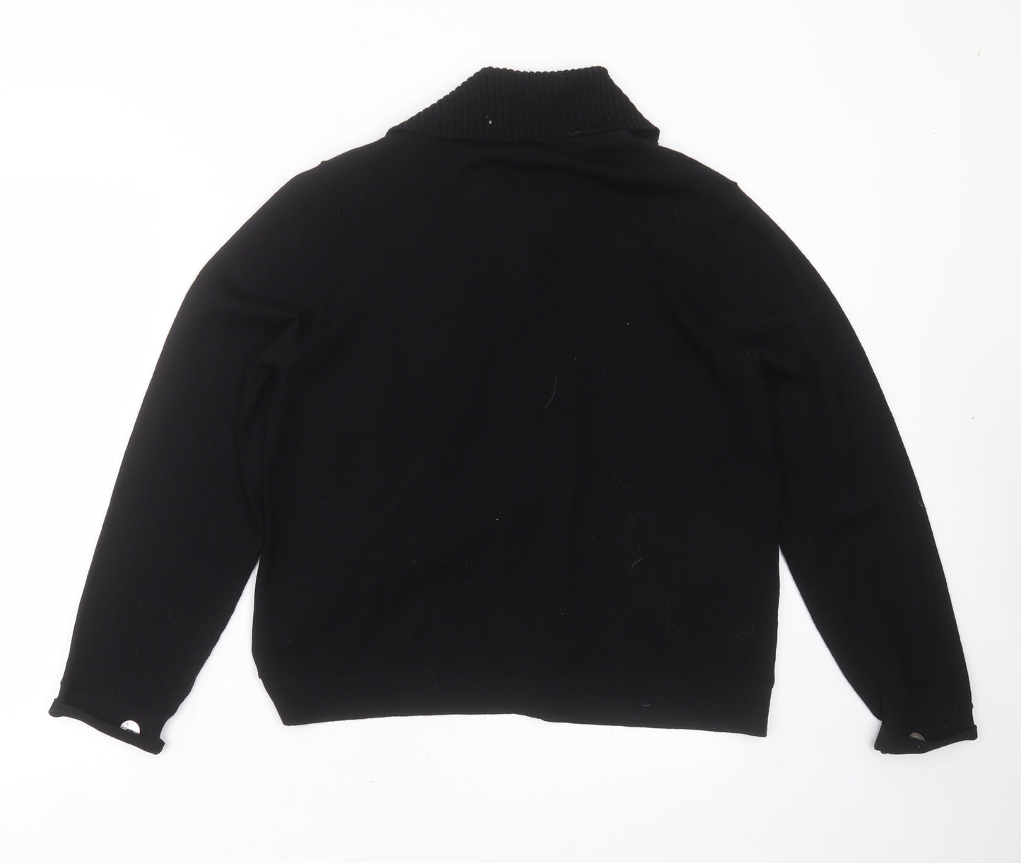 Marks and Spencer Womens Black Collared  Wool Cardigan Jumper Size 18