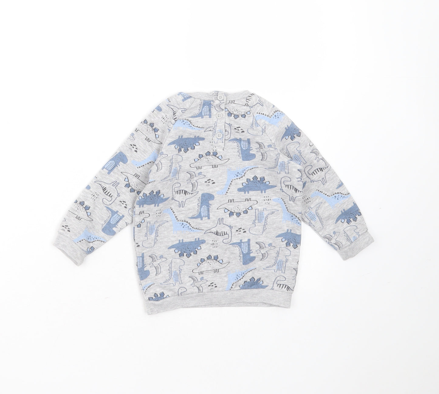 Matalan Baby Grey  Cotton Pullover Jumper Size 9-12 Months   - dinosaur