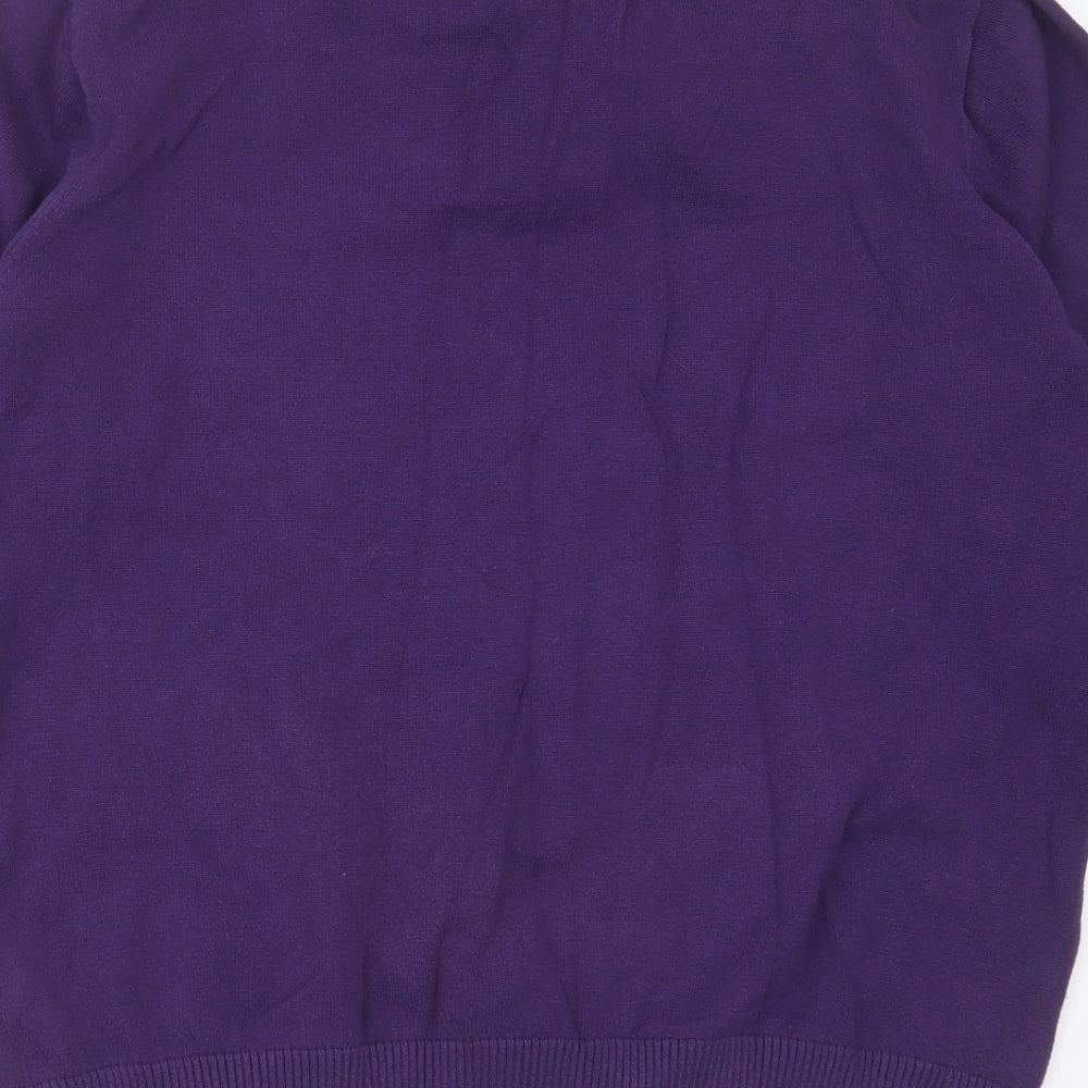 JACK REID Mens Purple Collared  Cotton Pullover Jumper Size L