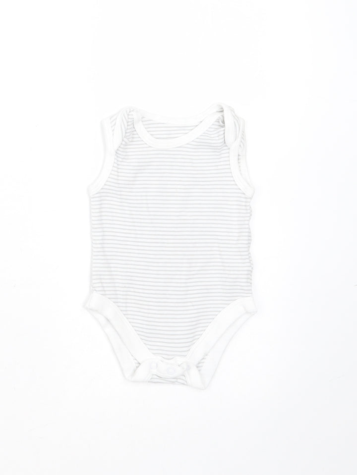 TU Baby White Striped Cotton Babygrow One-Piece Size 0-3 Months