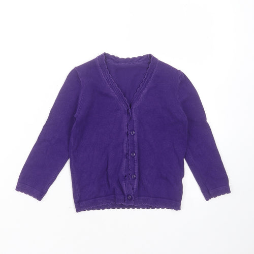 Matalan Girls Purple V-Neck Cotton Cardigan Jumper Size Years