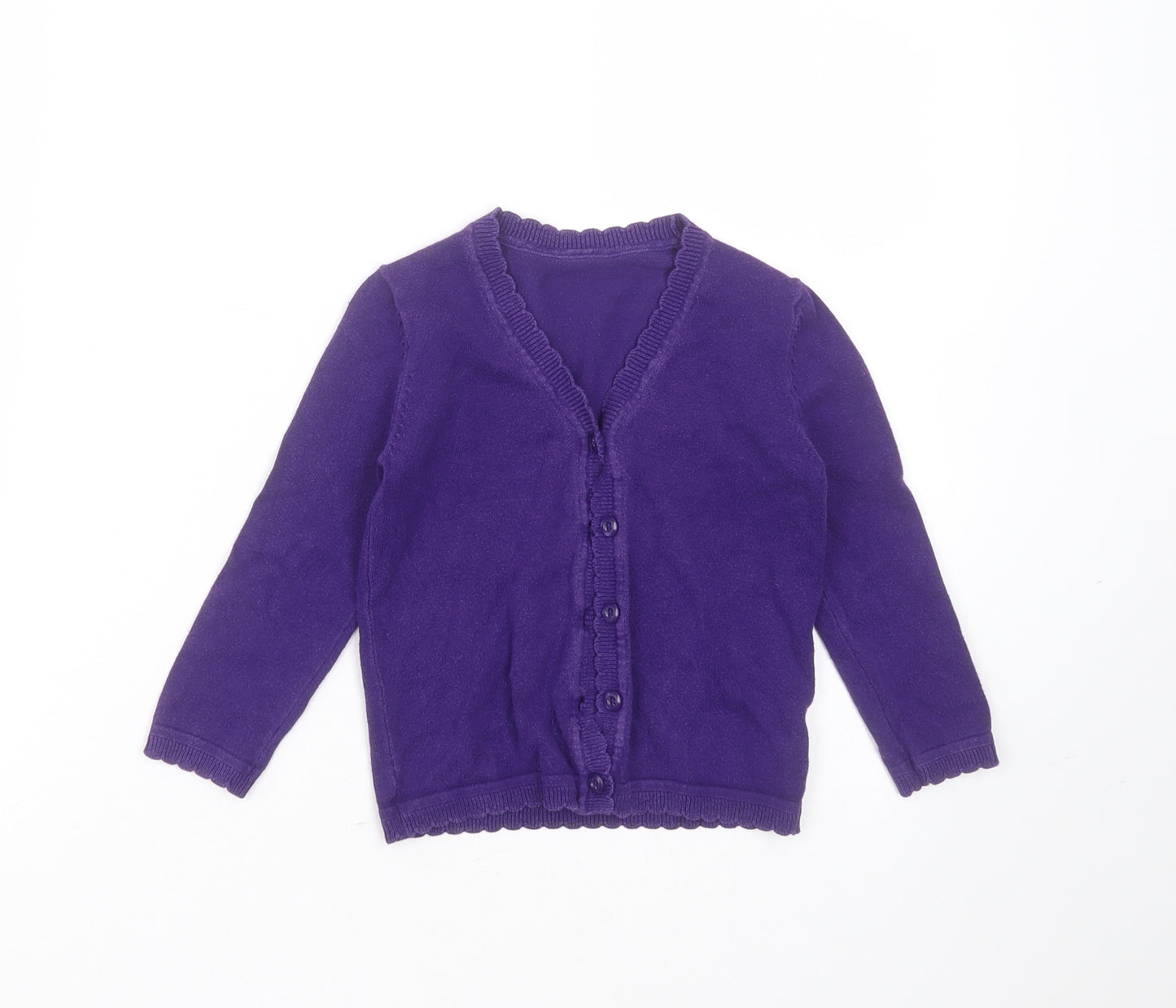 Matalan Girls Purple V-Neck  Cotton Cardigan Jumper Size 4 Years  Button - school