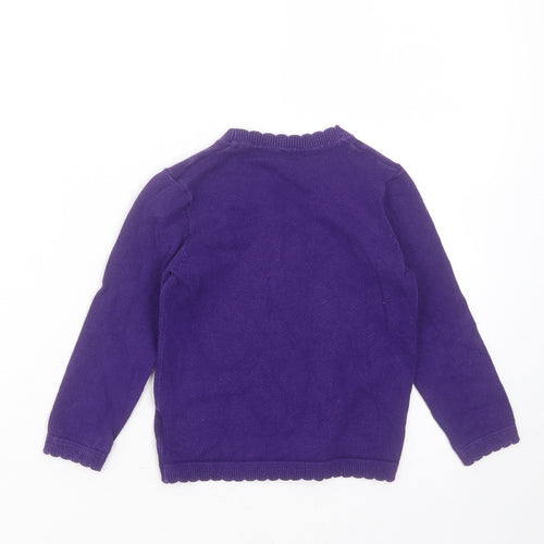Matalan Girls Purple V-Neck  Cotton Cardigan Jumper Size 4 Years  Button - school