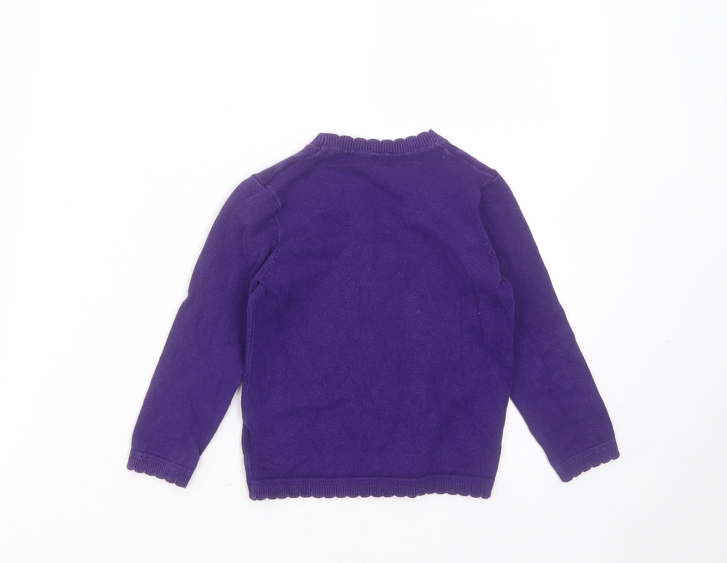 Matalan Girls Purple V-Neck  Cotton Cardigan Jumper Size 4 Years  Button - school