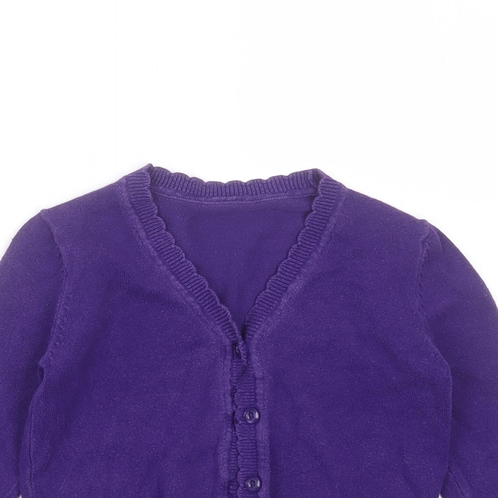 Matalan Girls Purple V-Neck  Cotton Cardigan Jumper Size 4 Years  Button - school