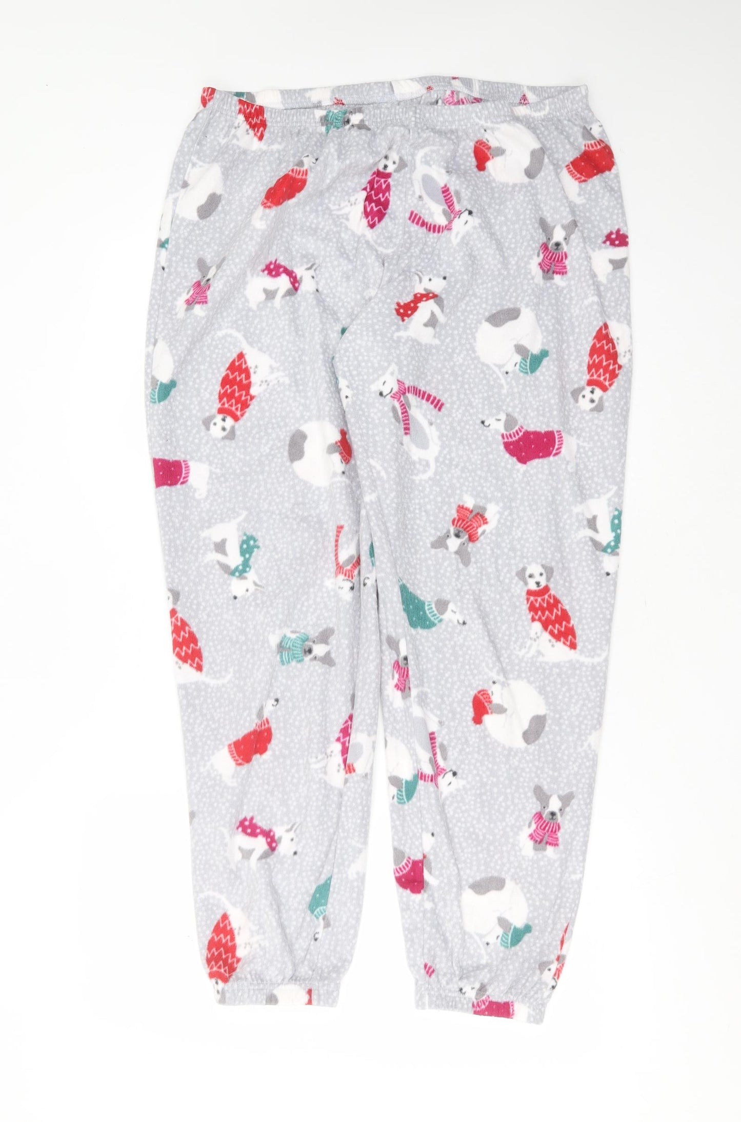 Marks and Spencer Womens Grey Solid Polyester  Pyjama Pants Size 16   - dog pattern