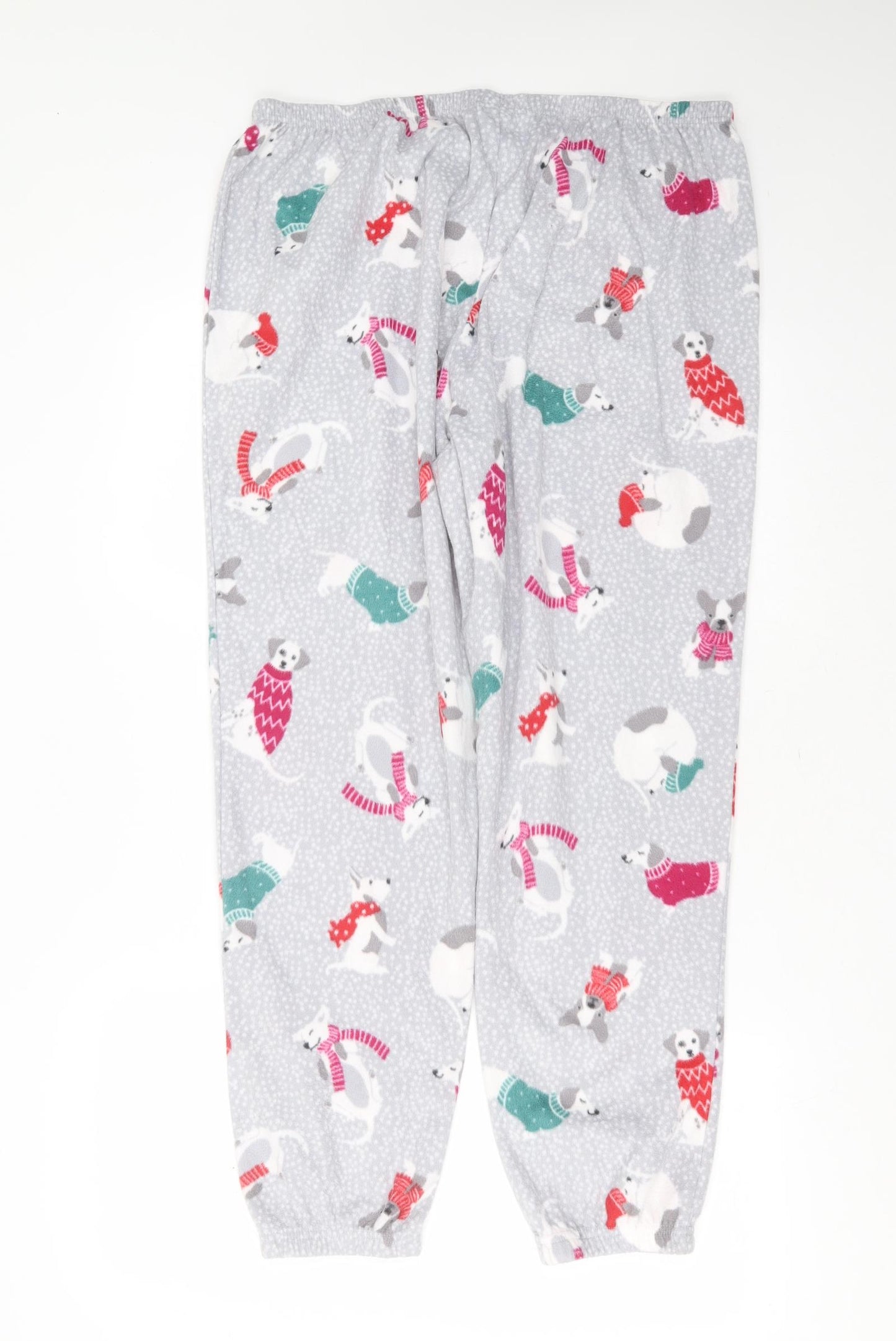 Marks and Spencer Womens Grey Solid Polyester  Pyjama Pants Size 16   - dog pattern