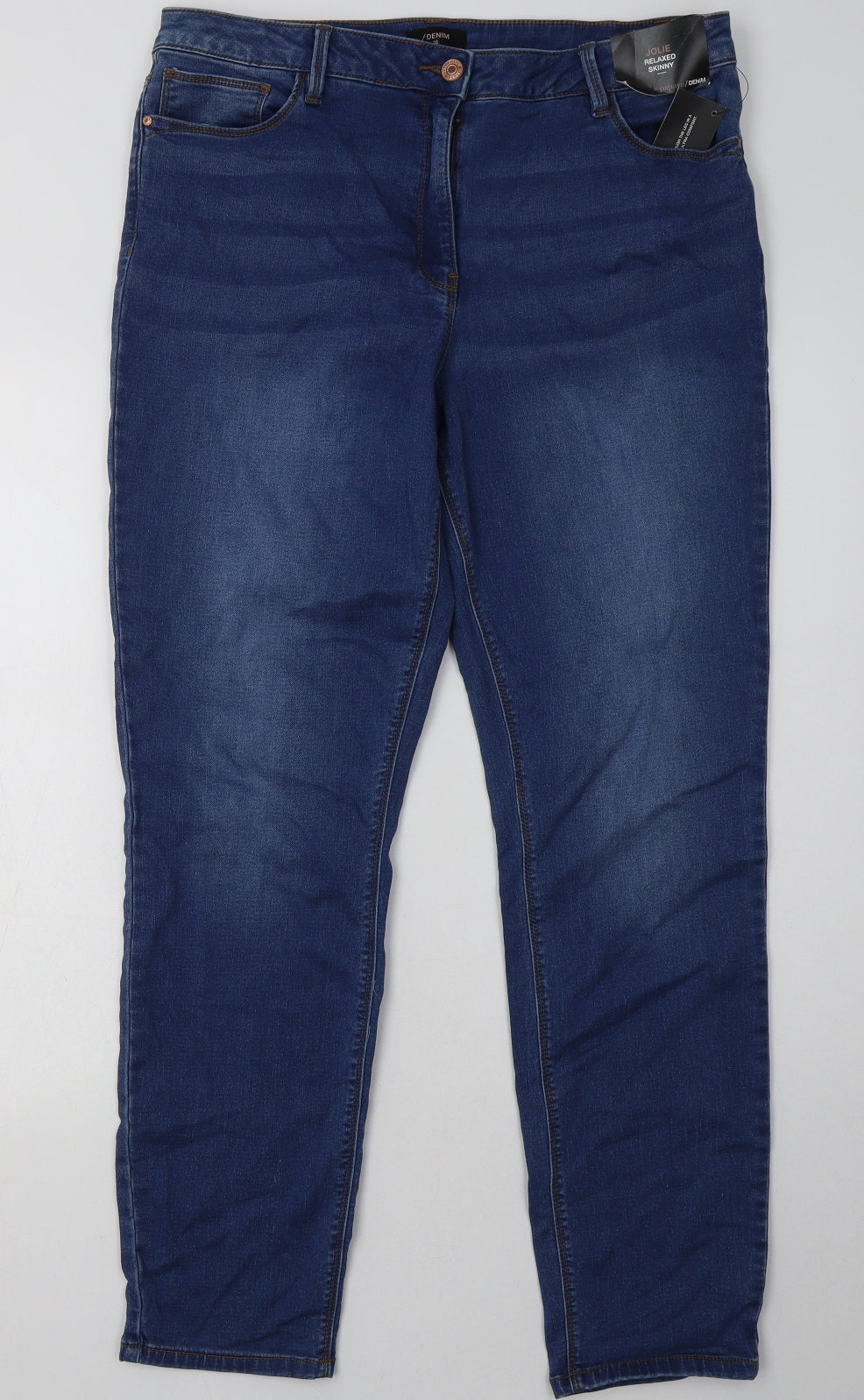 Matalan Womens Blue  Cotton Skinny Jeans Size 16 L32 in Relaxed Button