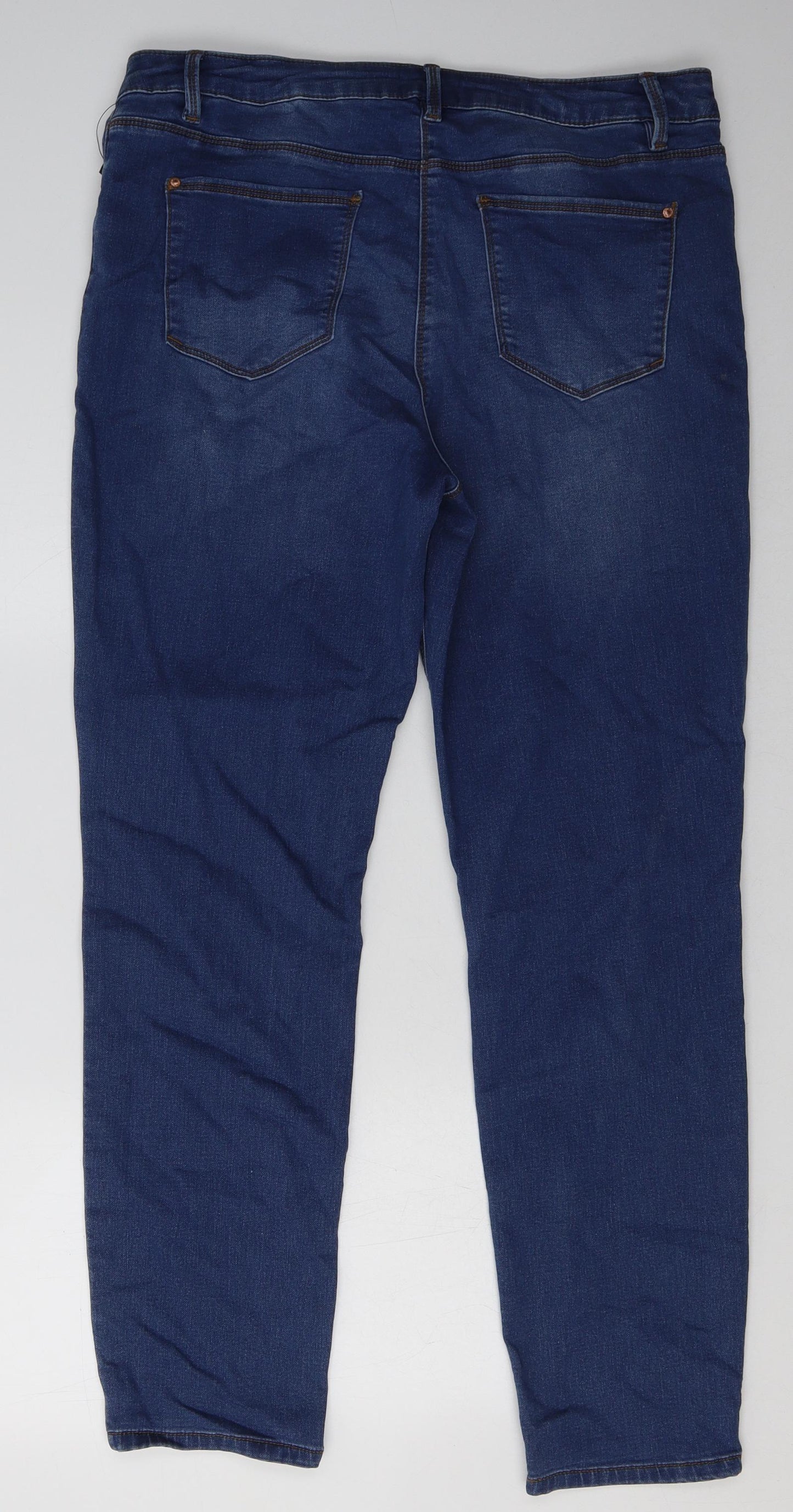 Matalan Womens Blue  Cotton Skinny Jeans Size 16 L32 in Relaxed Button
