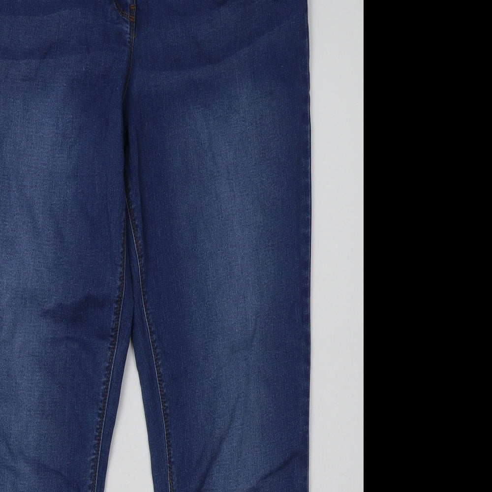 Matalan Womens Blue  Cotton Skinny Jeans Size 16 L32 in Relaxed Button