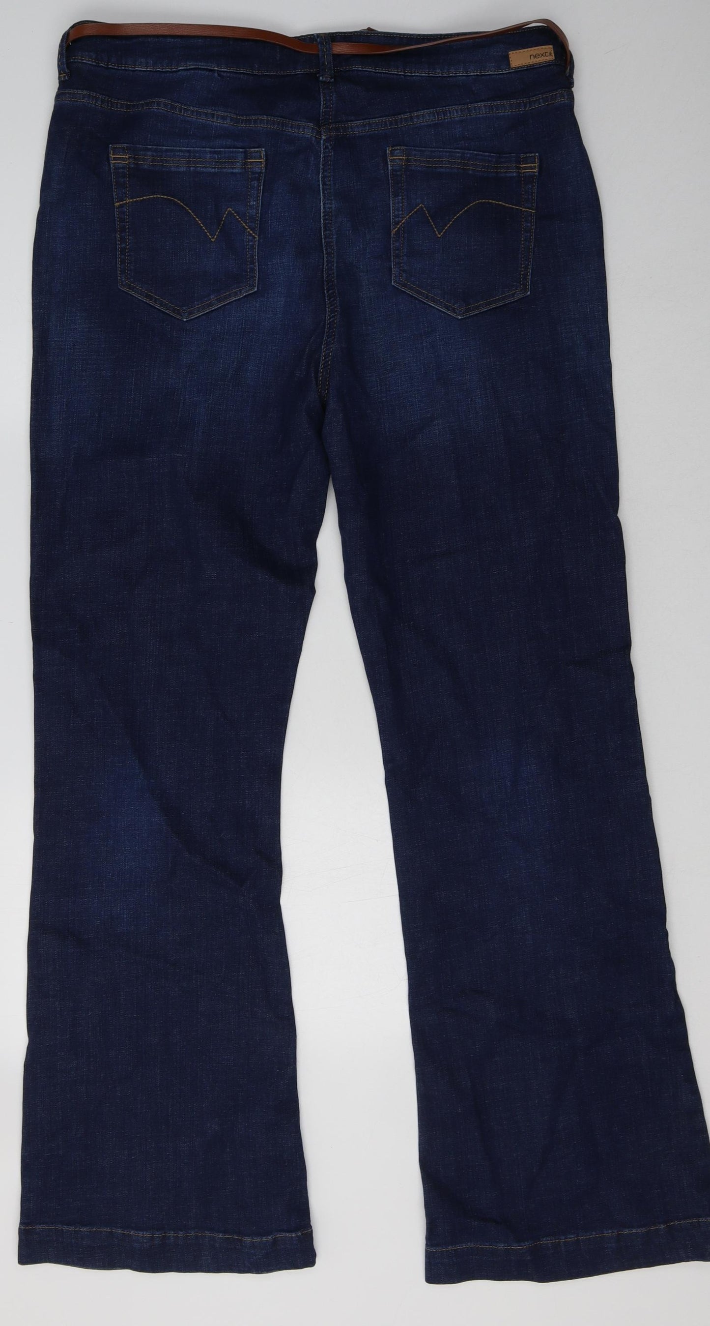 NEXT Womens Blue  Cotton Bootcut Jeans Size 18 L32 in Regular Button