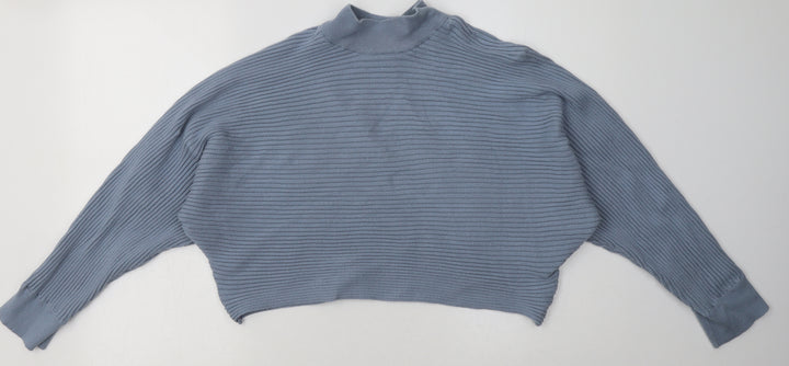 New Look Womens Blue Viscose Pullover Sweatshirt Size L Pullover - Cropped