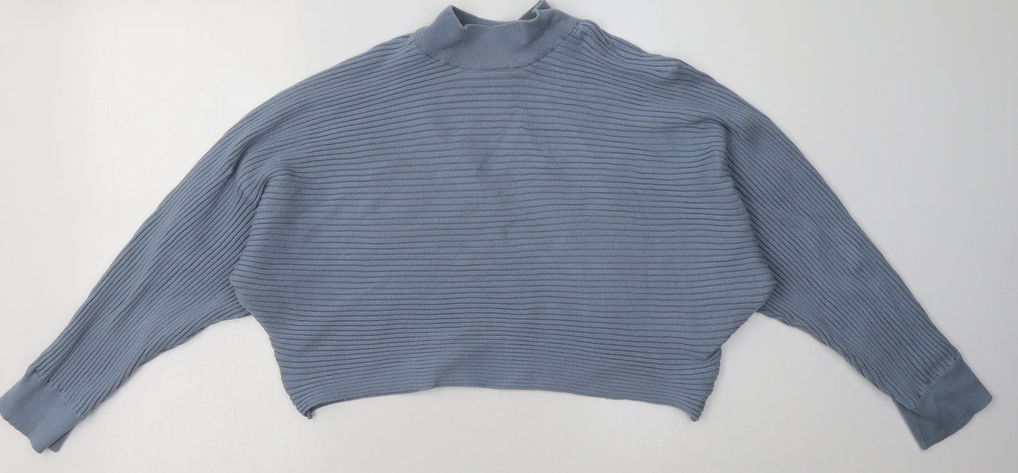 New Look Womens Blue  Viscose Pullover Sweatshirt Size L  Pullover - Cropped