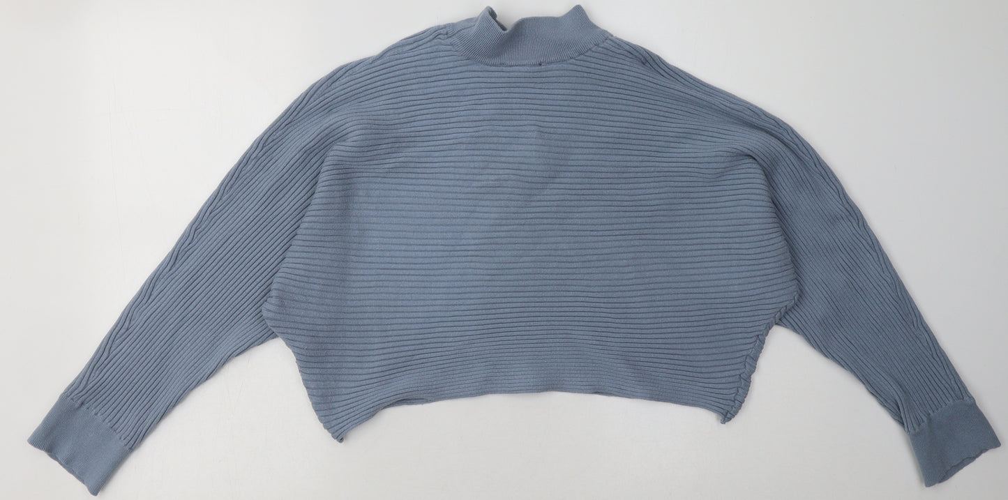 New Look Womens Blue  Viscose Pullover Sweatshirt Size L  Pullover - Cropped