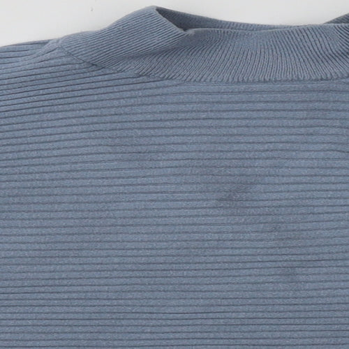 New Look Womens Blue  Viscose Pullover Sweatshirt Size L  Pullover - Cropped