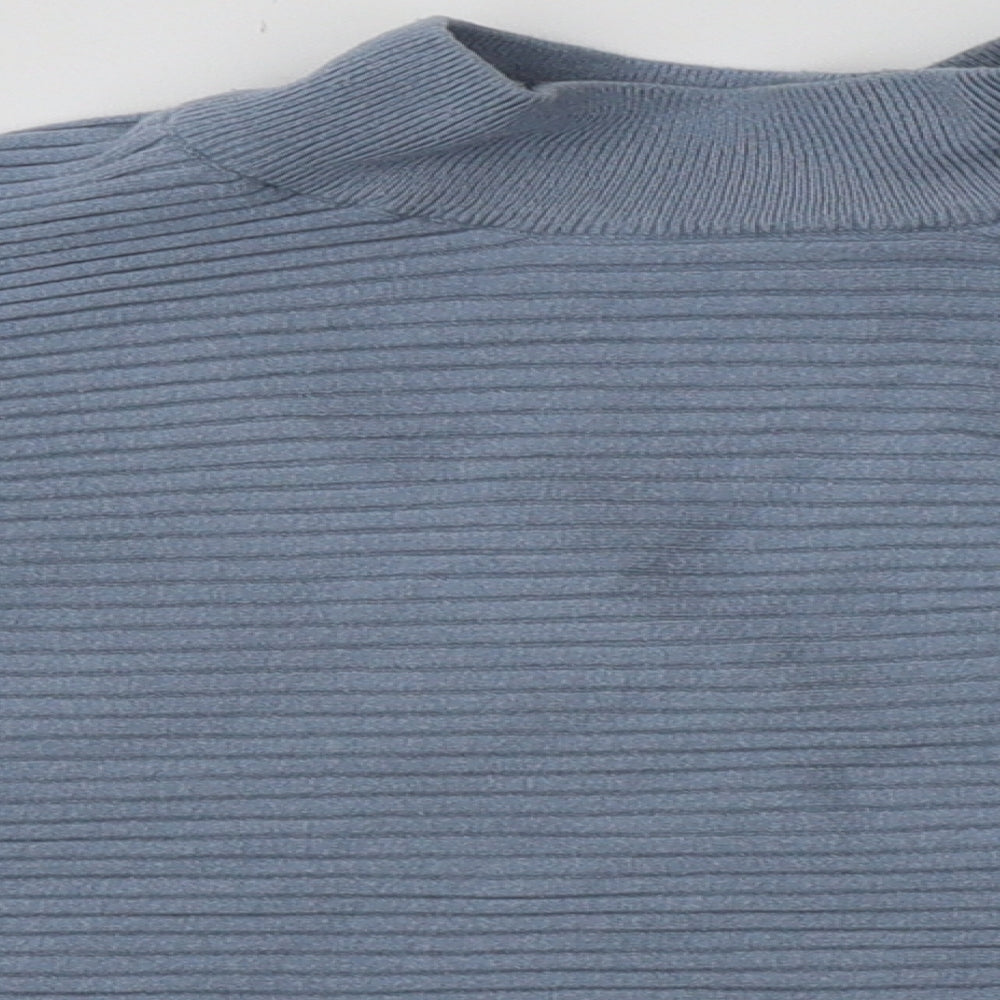 New Look Womens Blue  Viscose Pullover Sweatshirt Size L  Pullover - Cropped