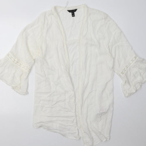 New Look Womens White V-Neck  Viscose Cardigan Jumper Size L