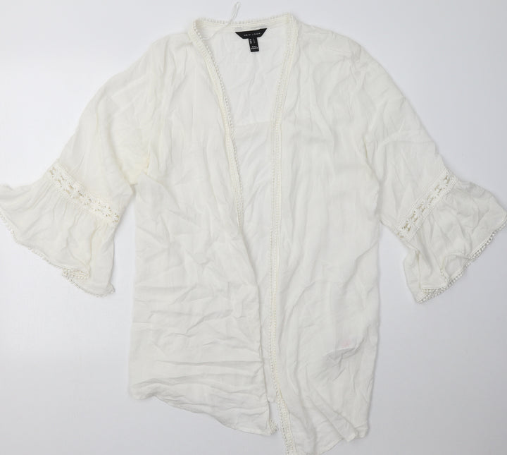 New Look Womens White V-Neck Viscose Cardigan Jumper Size L