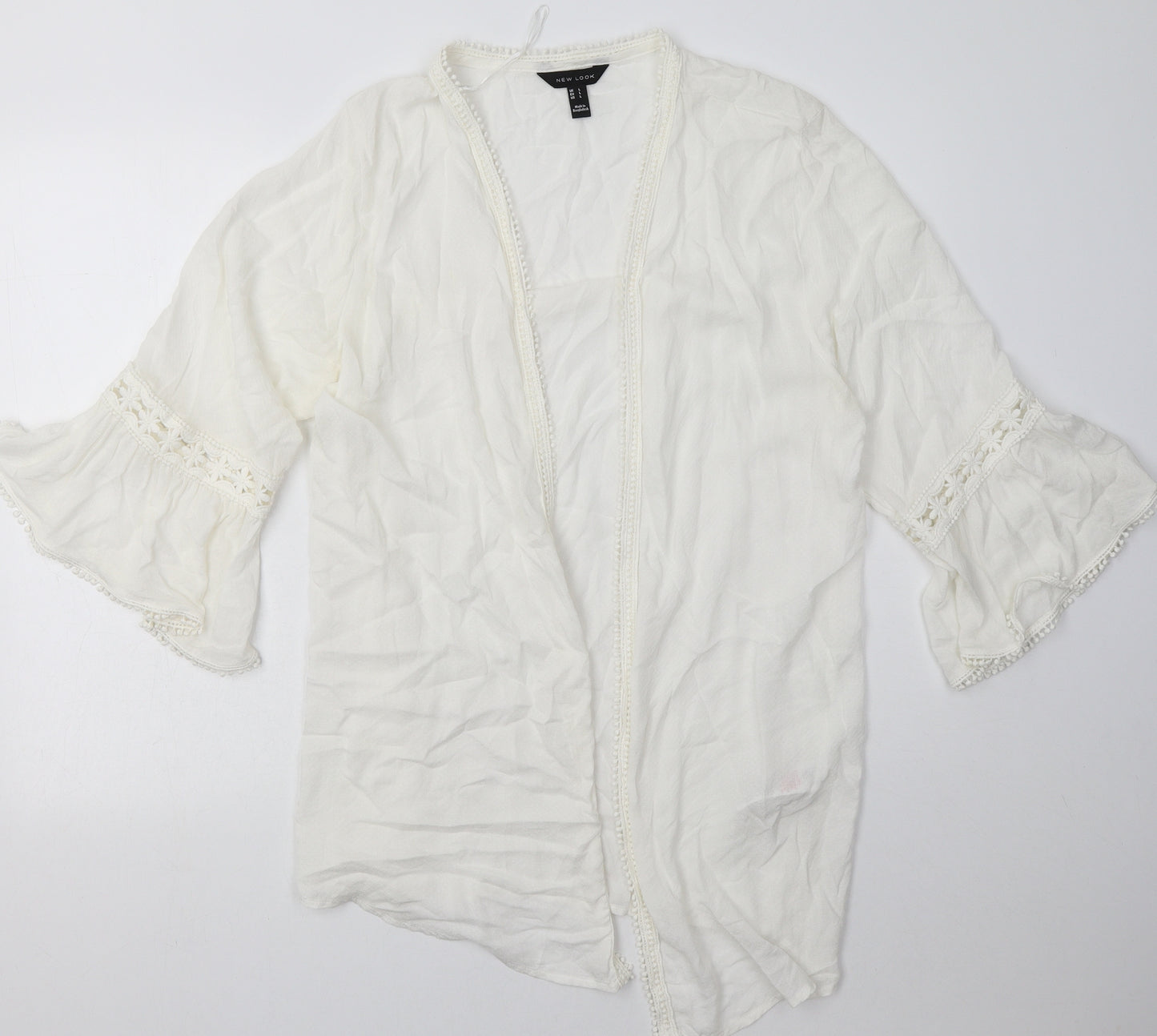 New Look Womens White V-Neck  Viscose Cardigan Jumper Size L