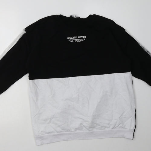 Select Womens Black Plaid Cotton Pullover Sweatshirt Size M  Pullover - athletic edition
