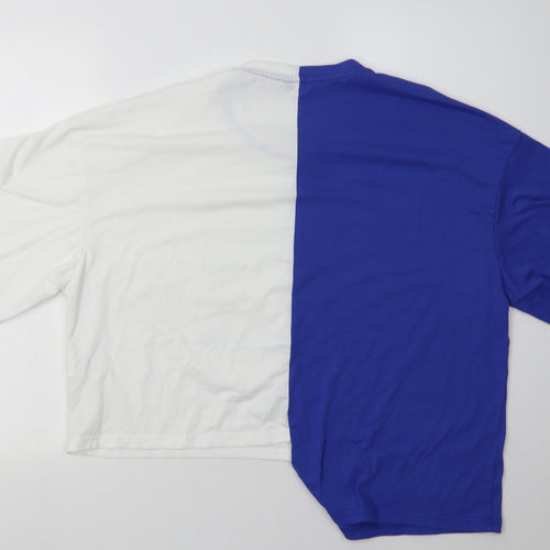 SheIn Womens Blue Geometric Cotton Basic T-Shirt Size XL Crew Neck - life
