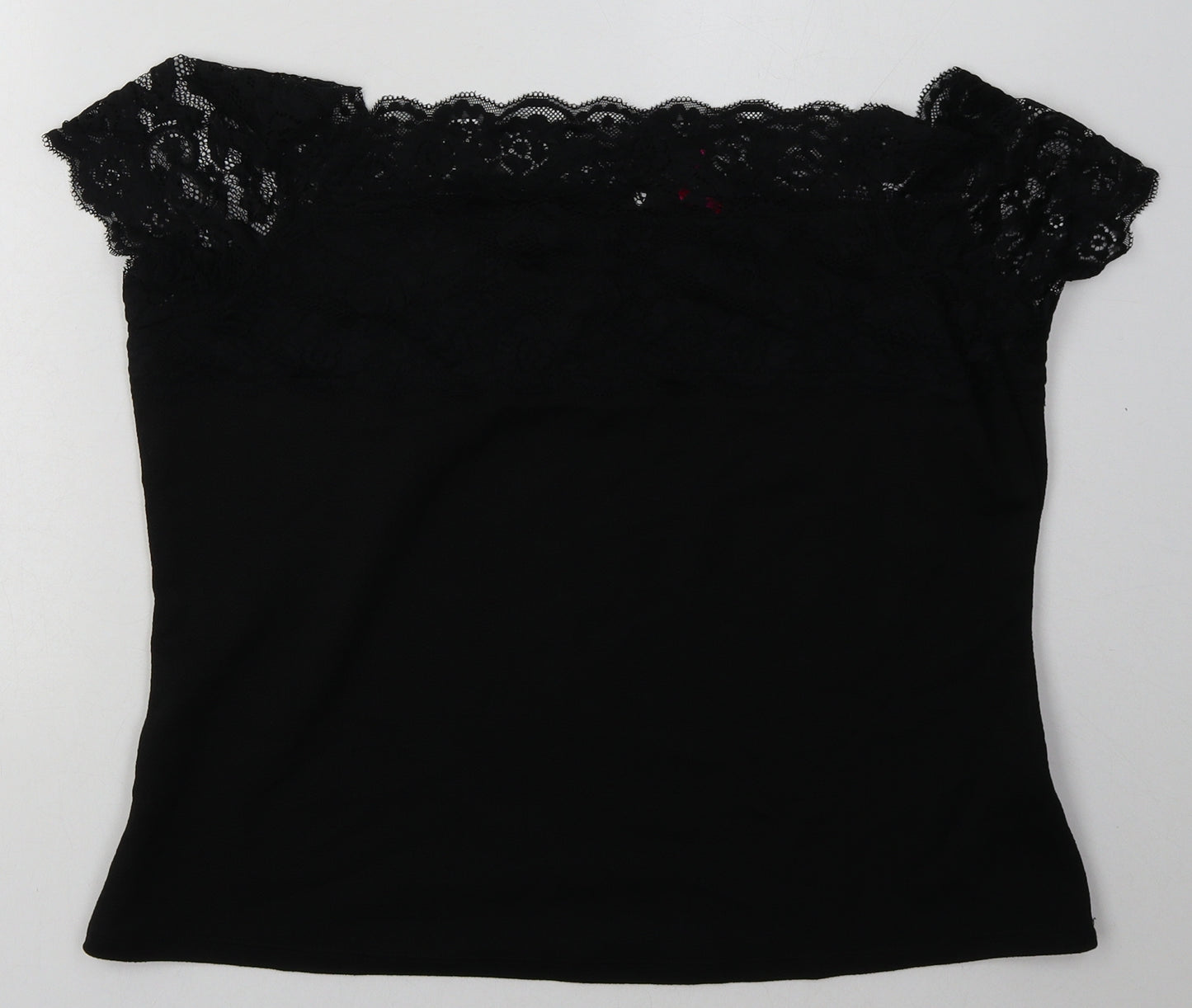 Very Womens Black  Polyester Basic Tank Size 18 Off the Shoulder - lace detail at top
