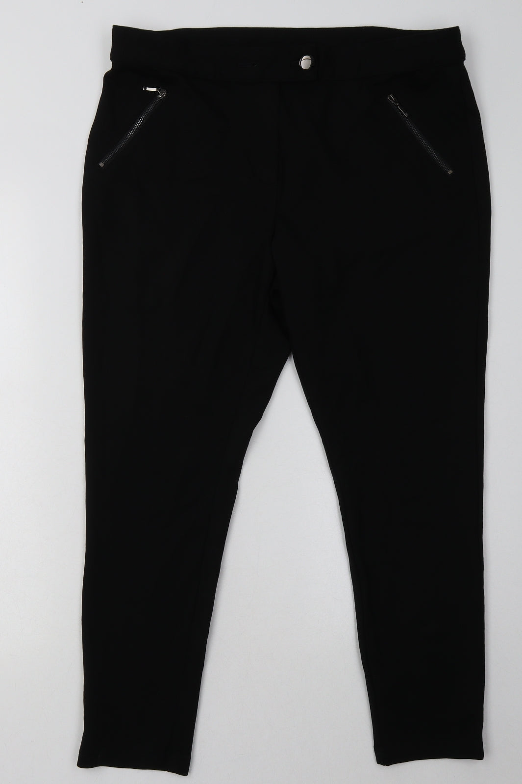George Womens Black  Viscose Capri Trousers Size 16 L27 in Regular Button