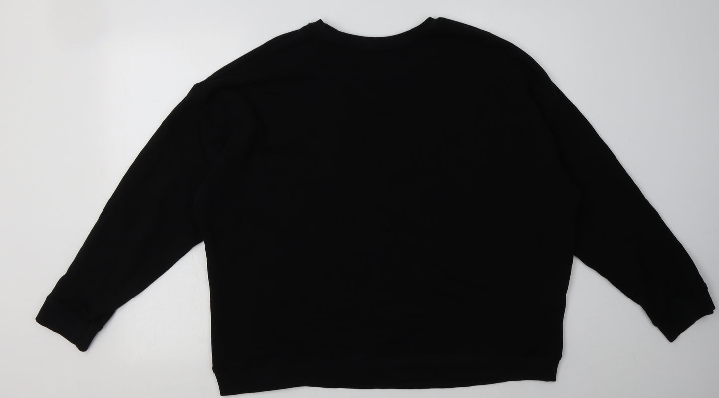 New Look Womens Black  Cotton Pullover Sweatshirt Size L  Pullover - let love grow