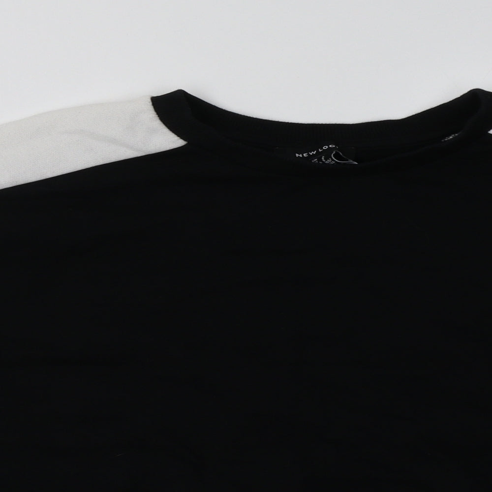 New London Womens Black Striped Cotton Pullover Sweatshirt Size S  Pullover