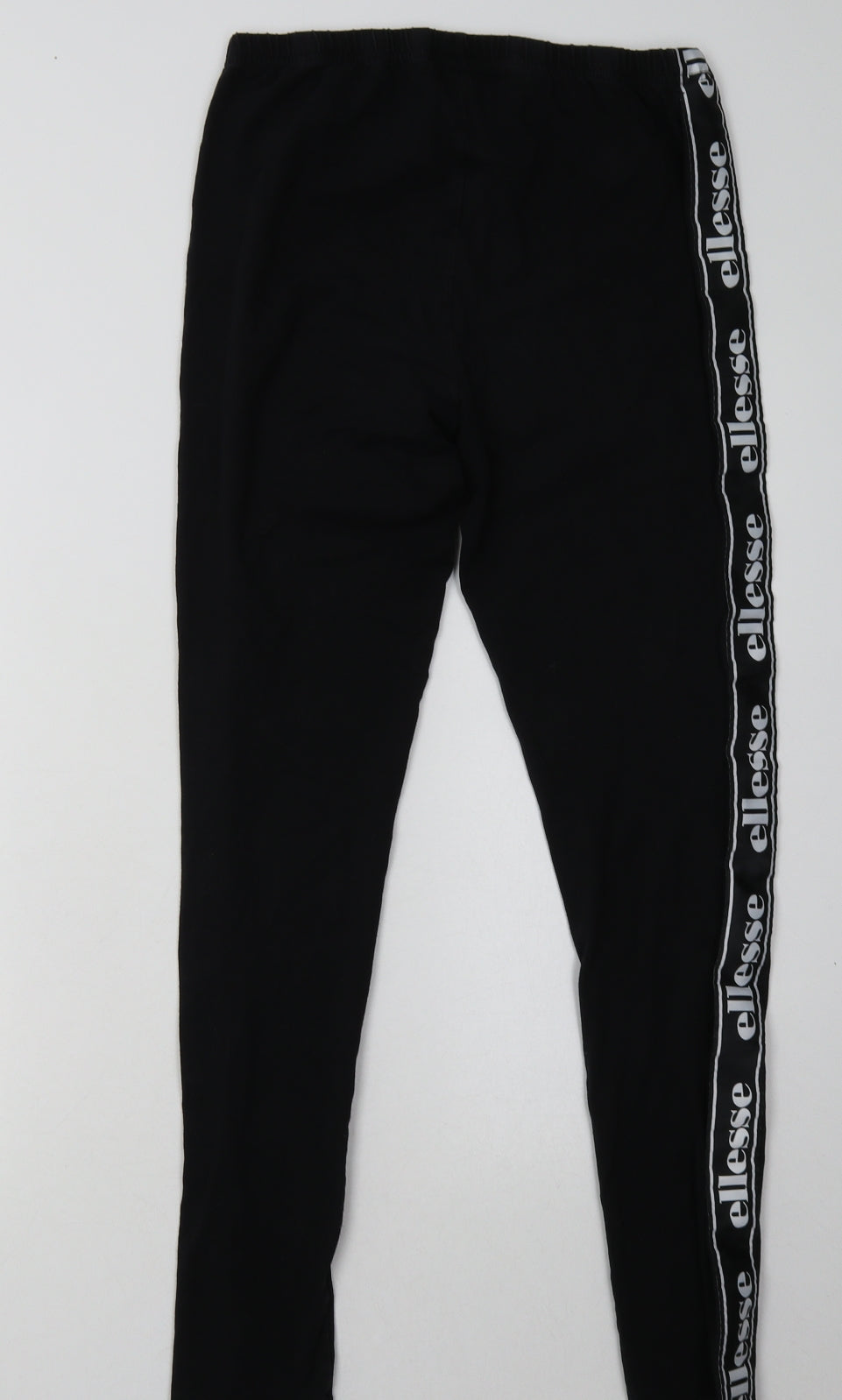 ellesse Womens Black Striped Cotton Capri Leggings Size 14 L30 in   - logo striped down the side