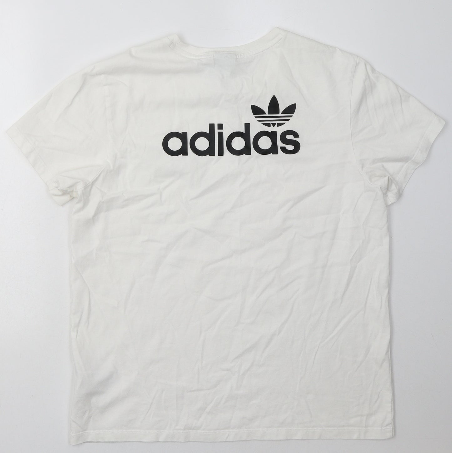 adidas Womens White  Cotton Basic T-Shirt Size 14 Crew Neck