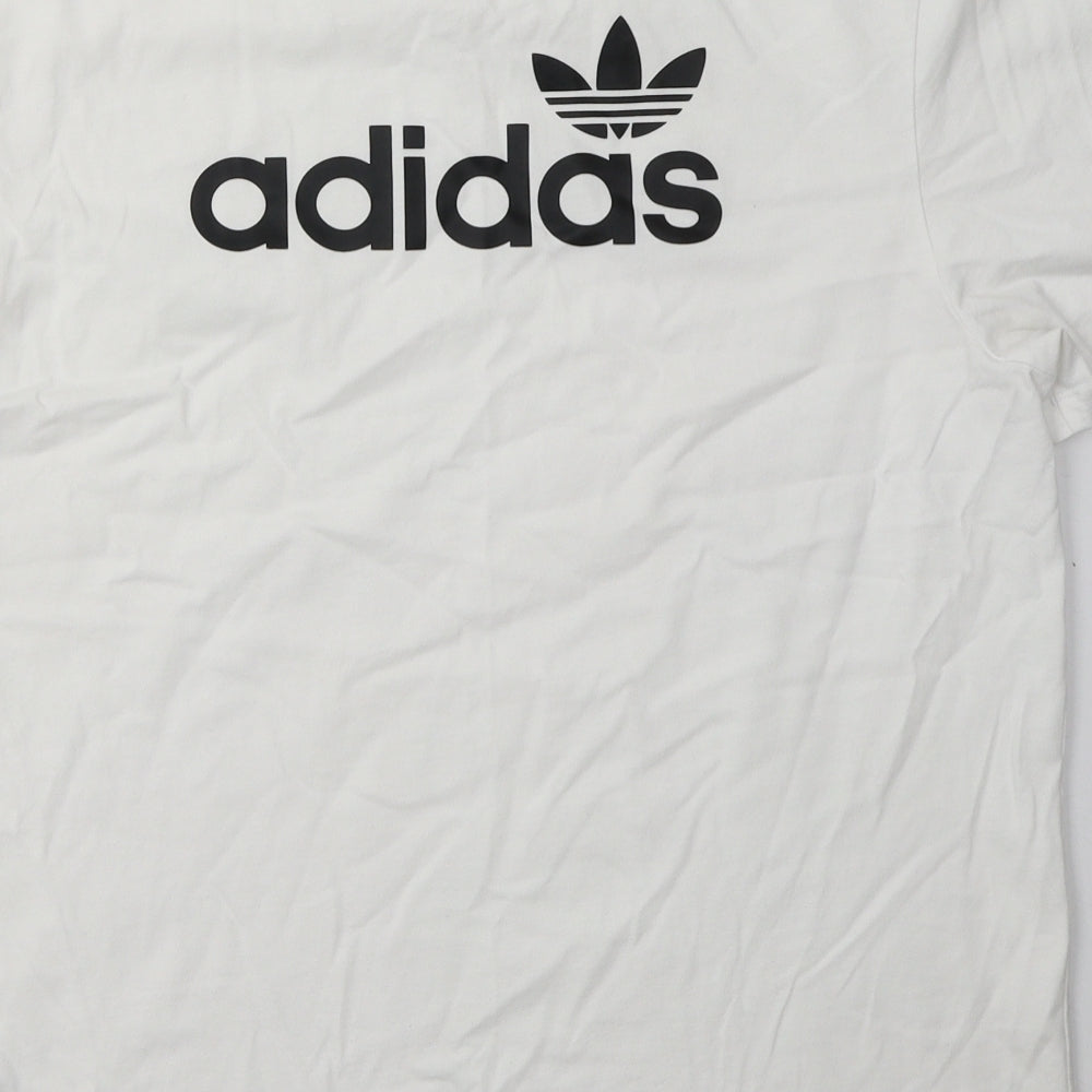 adidas Womens White  Cotton Basic T-Shirt Size 14 Crew Neck