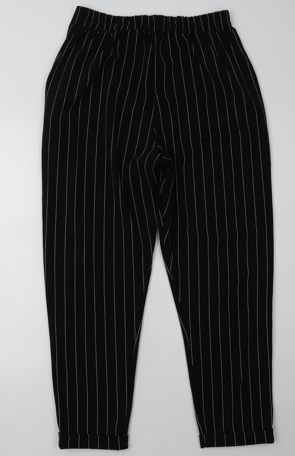 New Look Womens Black Striped Polyester Capri Trousers Size 14 L28 in Regular